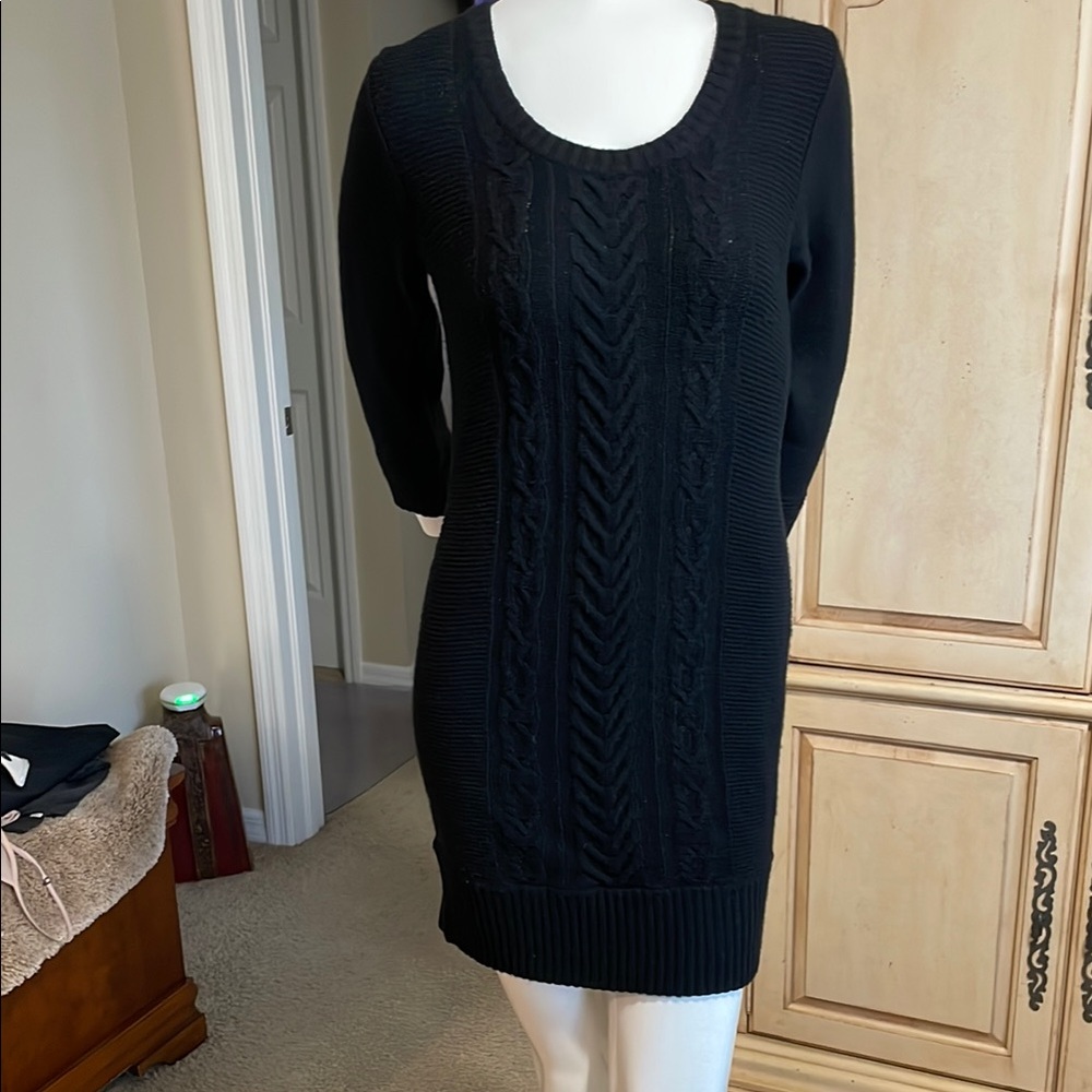 Rag & Bone 100% Wool Cable Knit Exposed Zipper Sweater Dress Black Size M NWOT
